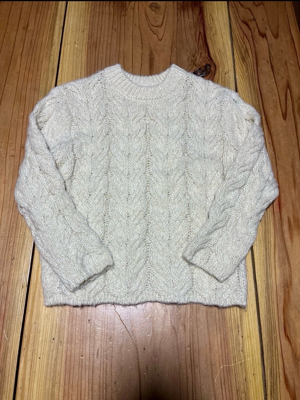Cozy Cable-Knit Cream Girls Sweater